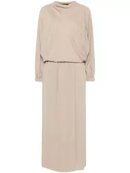 Шелковое платье миди Giorgio Armani, нейтральный цвет