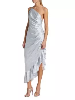 Шелковое платье миди на одно плечо Christel Cinq Sept, цвет Ivory Sky Fall