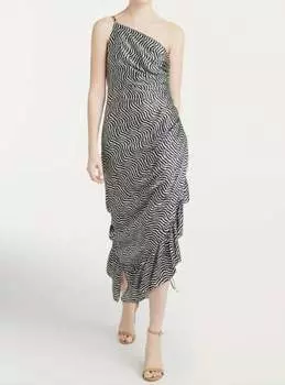 Шелковое платье-миди на одно плечо со сборками Christel в разноцветном цвете cinq a sept, мультиколор