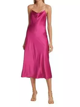 Шелковое платье миди с цепочкой и жемчугом shallon Cami Magenta
