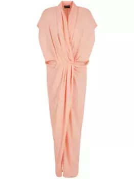 Шелковое платье миди с драпировкой GIORGIO ARMANI, розовый