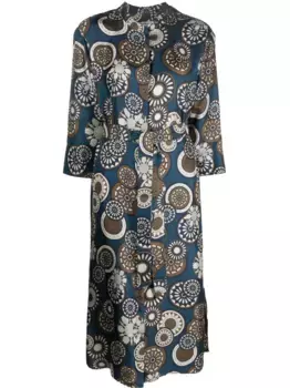 Шелковое платье миди с графичным принтом и поясом 'S Max Mara, черный