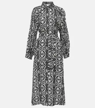 Шелковое платье миди с принтом Alpe MAX MARA, черный