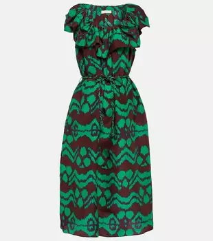 Шелковое платье миди с принтом anora Ulla Johnson, мультиколор