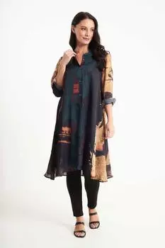 Шелковое платье-миди трапециевидного силуэта Saloos, зеленый