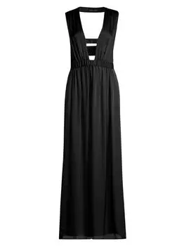 Шелковое платье миди в клетку Kiki de Montparnasse, черный