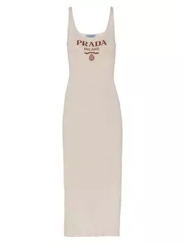 Шелковое платье Prada, бежевый