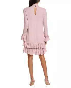 Шелковое платье прямого кроя Valentino с воротником-шарфом, розовый