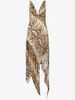 Шелковое платье Roberto Cavalli, коричневый