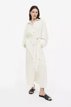 Шелковое платье-рубашка H&M, белый