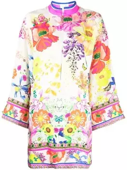 Шелковое платье-рубашка на молнии Camilla, белый