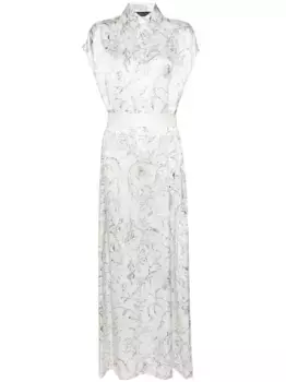 Шелковое платье-рубашка с графичным принтом Fabiana Filippi, белый