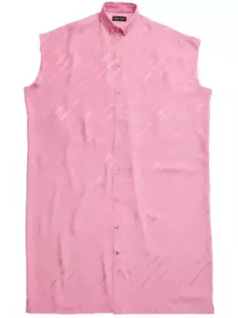 Шелковое платье-рубашка с логотипом BALENCIAGA, розовый