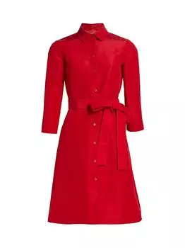 Шелковое платье-рубашка с рукавом-браслетом Carolina Herrera, красный