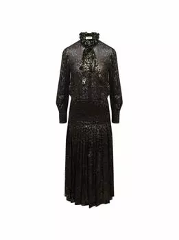 Шелковое платье с анималистическим принтом Saint Laurent