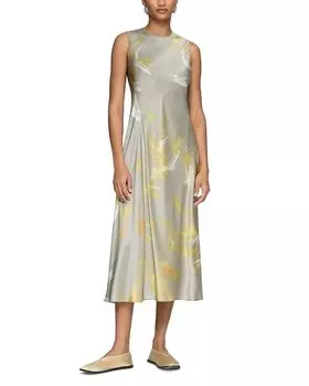 Шелковое платье с асимметричным кроем Lafayette 148 New York, серый