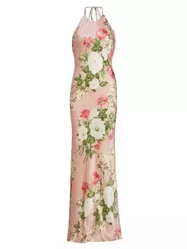 Шелковое платье с цветочным принтом Jeany Reformation, роза