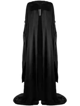 Шелковое платье с капюшоном Rick Owens, черный
