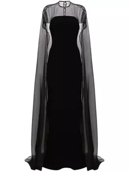 Шелковое платье с кейпом Isabel Sanchis, черный