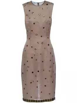 Шелковое платье с люверсами Prada, зеленый