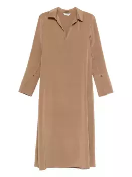 Шелковое платье с манжетами на пуговицах MAX MARA, коричневый