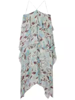 Шелковое платье с принтом Lady Garden STELLA MCCARTNEY, зеленый