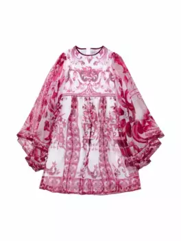 Шелковое платье с принтом Majolica Dolce&Gabbana, розовый