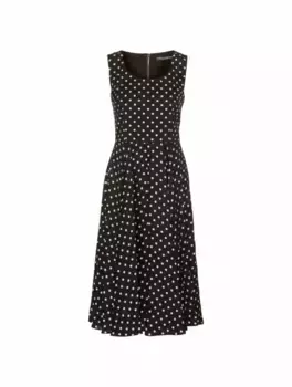 Шелковое платье с принтом полька Dolce&Gabbana, черный