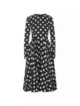 Шелковое платье с принтом Polka Dolce&Gabbana, черный