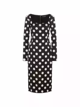 Шелковое платье с принтом polka-dot Dolce&Gabbana, мультиколор