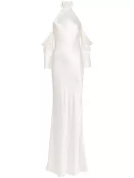 Шелковое платье с вырезом халтер Michelle Mason, бежевый