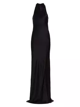 Шелковое платье Stanford с разрезами по бокам Amanda Uprichard, черный