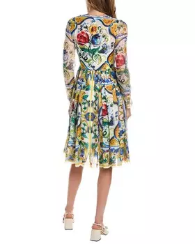 Шелковое платье-трапеция Dolce & Gabbana, белый