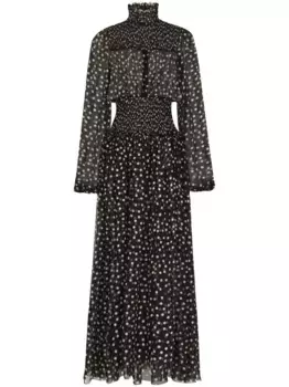 Шелковое платье в горох DOLCE & GABBANA, черный