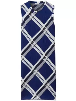Шелковое платье в клетку Burberry, синий