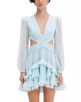 Шелковое плиссированное платье Essence PatBO, синий