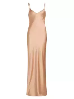 Шелковое приталенное платье макси Frame, красный