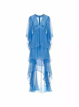 Шелковое ярусное платье Rochas