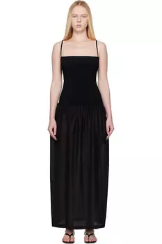 Шелковое трикотажное макси-платье Amomento, черный