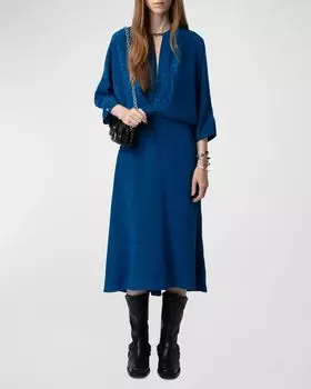 Шелковое жаккардовое платье Ritany с крыльями Zadig & Voltaire, цвет Overseas