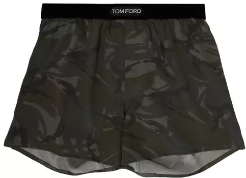 Шелковые боксеры цвета хаки TOM FORD