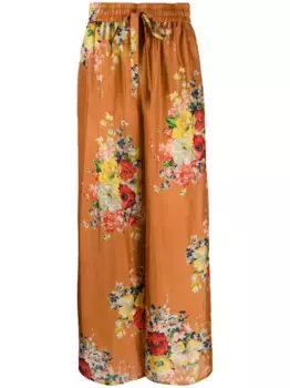 Шелковые брюки Alight широкого кроя ZIMMERMANN, оранжевый
