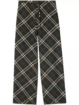 Шелковые брюки Burberry в клетку, коричневый