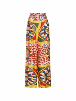 Шелковые брюки Carretto Dolce&Gabbana, мультиколор