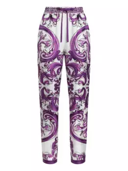 Шелковые брюки DOLCE & GABBANA, белый