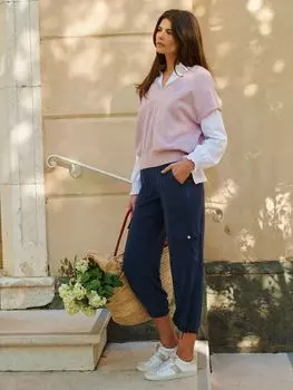 Шелковые брюки карго NRBY Becca, темно-синие