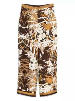 Шелковые брюки MAX MARA, коричневый