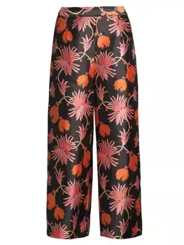 Шелковые брюки-палаццо Fantasia с цветочным принтом Frances Valentine, цвет brown pink orange