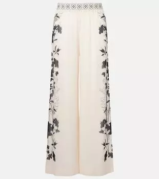 Шелковые брюки палаццо с принтом La DoubleJ, Stilo Place