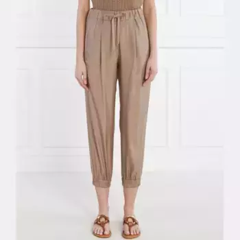 Шелковые брюки прямого кроя Marella, бежевый